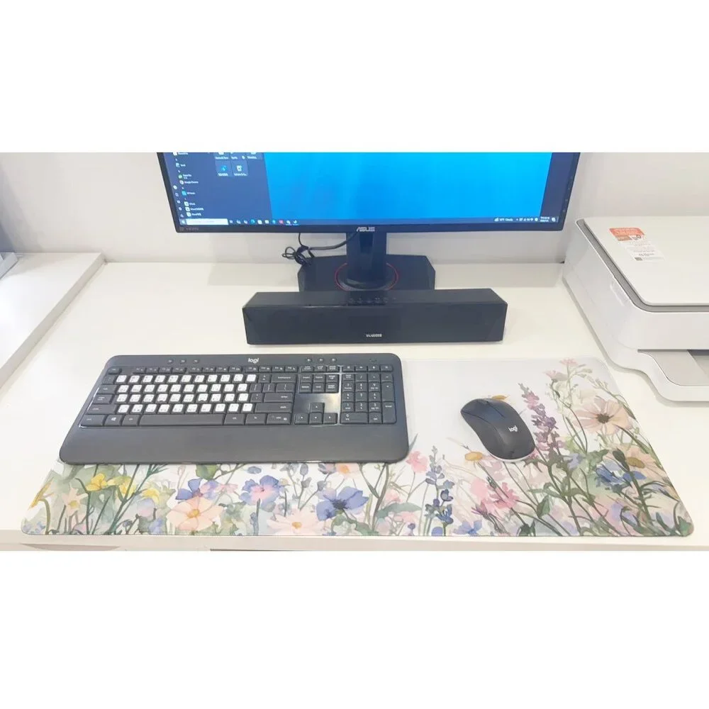 31x 11.5'' Watercolor Wildflower Extended Mouse Pad for Home and Office
